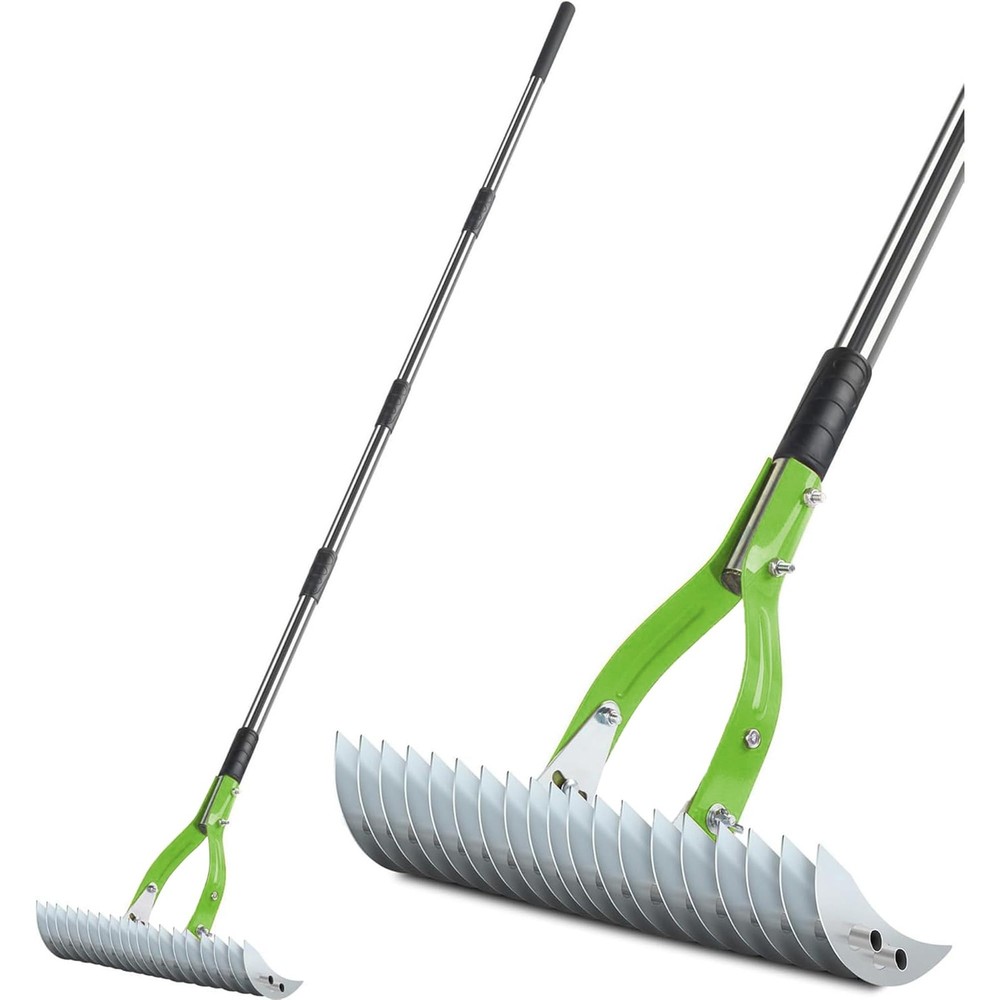 15 Inch Thatch Rake Lawn Dethatcher Dead Grass Remover Adjustable Handle