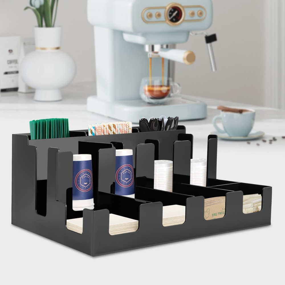 Paper Cup And Lid Organizer, Coffee Cup And Lid, Condiment, Cup, Sugar Organizer