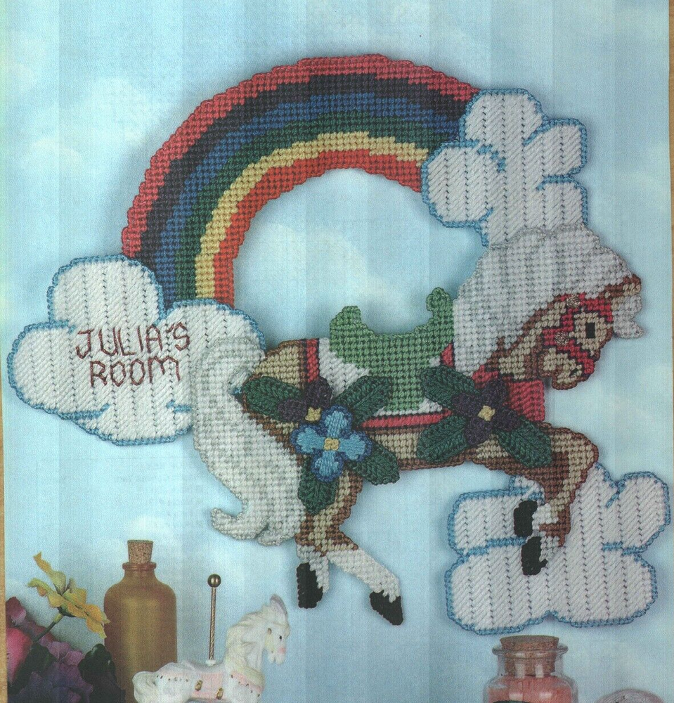 RAINBOW PONY HORSE WALL HANGING PLASTIC CANVAS PATTERN INSTRUCTIONS