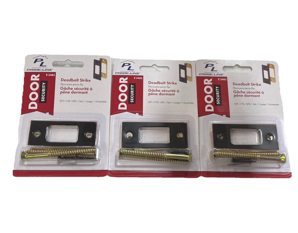 Prime Line E 2482 Deadbolt Strike (3 Pack)