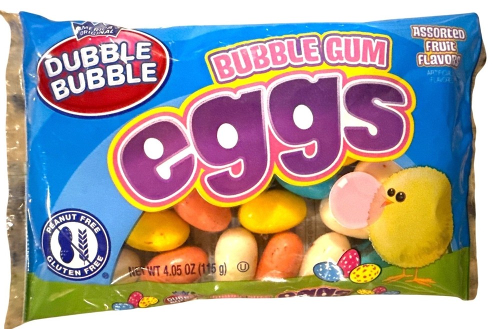 2pc Set 4.05 oz Each DUBBLE BUBBLE Gum Eggs Assorted Fruit Flavors Easter Candy