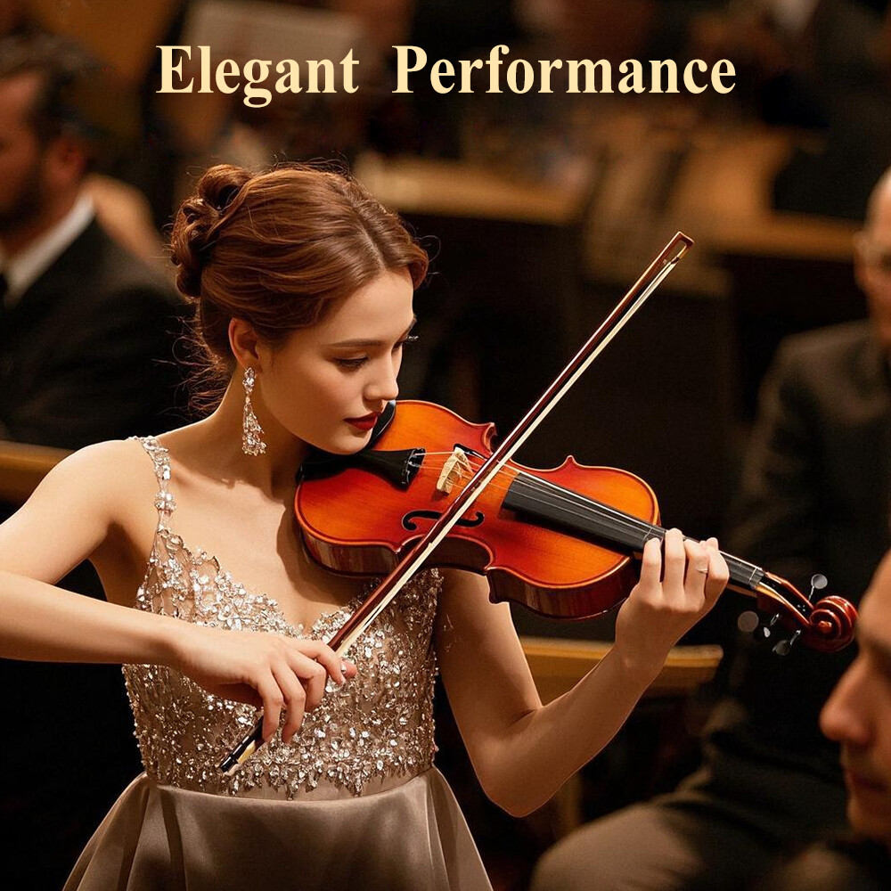 4/4 Size Violin Solid Wood Handmade with Bow,Case and Accessories for Beginners