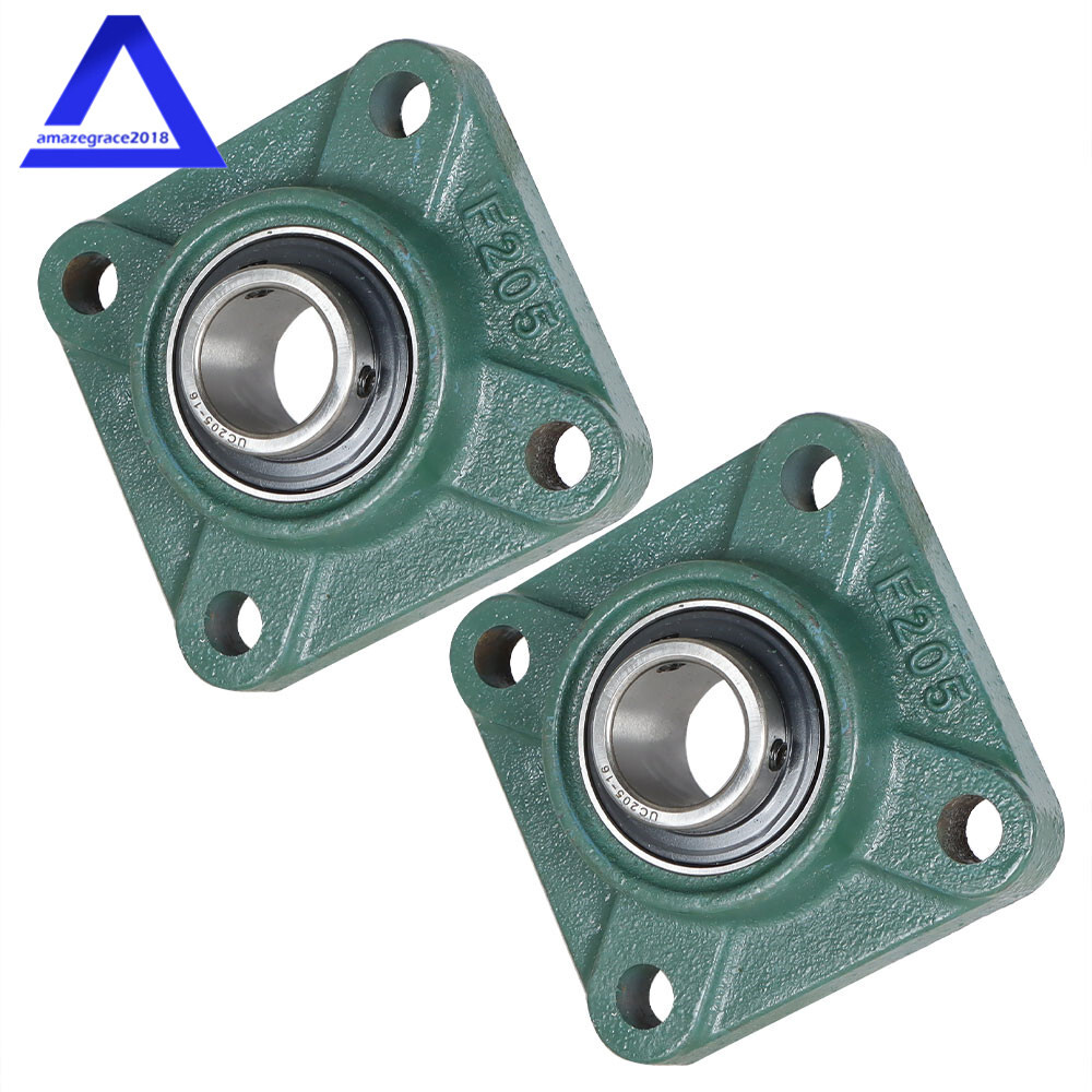 2 Pack UCF205-16 1" Bore Solid Base Pillow Block Flange Mounted Bearing 4 Bolt