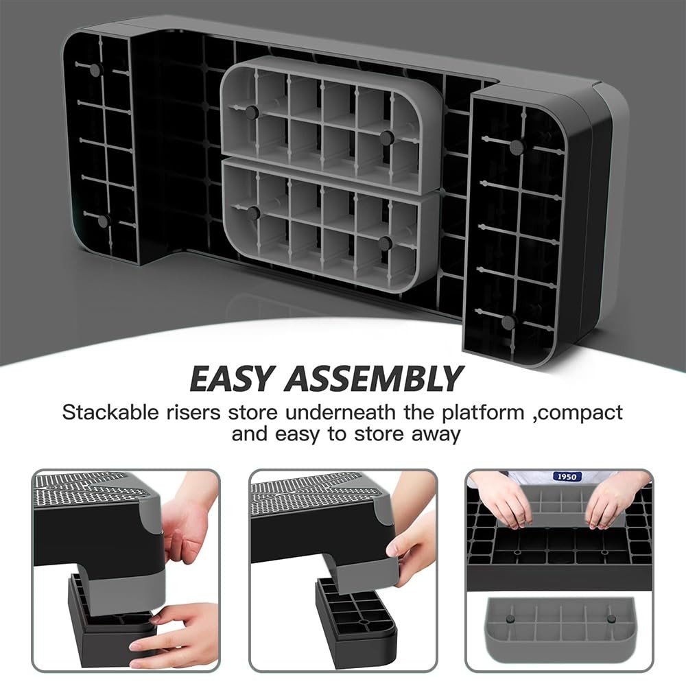 Adjustable Aerobic Exercise Step- Workout Step Platform, 26.5" Step Deck with...