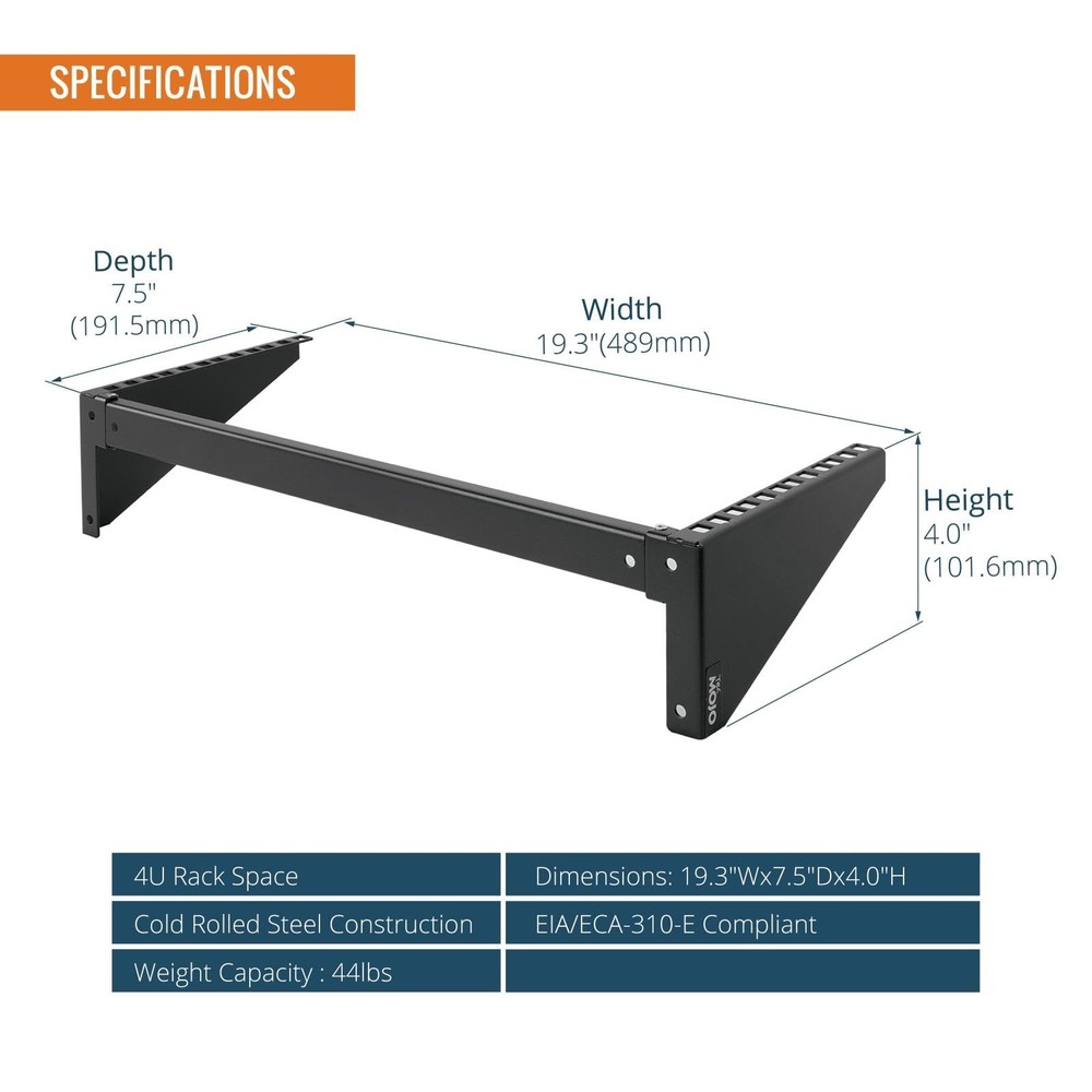 4U Foldable Vertical Wall Mount Rack and Wall Mountable Patch Panel Bracket f...