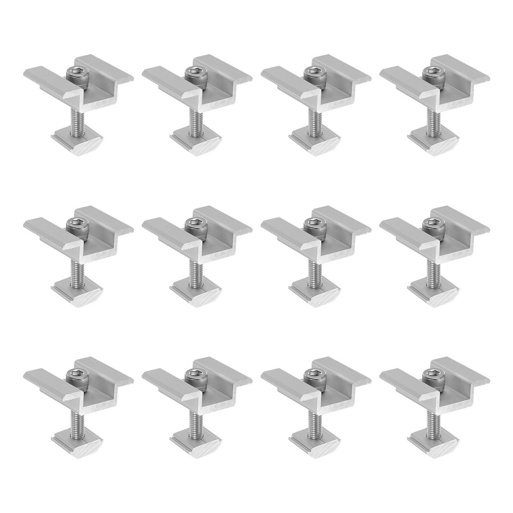 12pcs Solar Panel Mount Mid Clamps 30mm Aluminum for RVs White