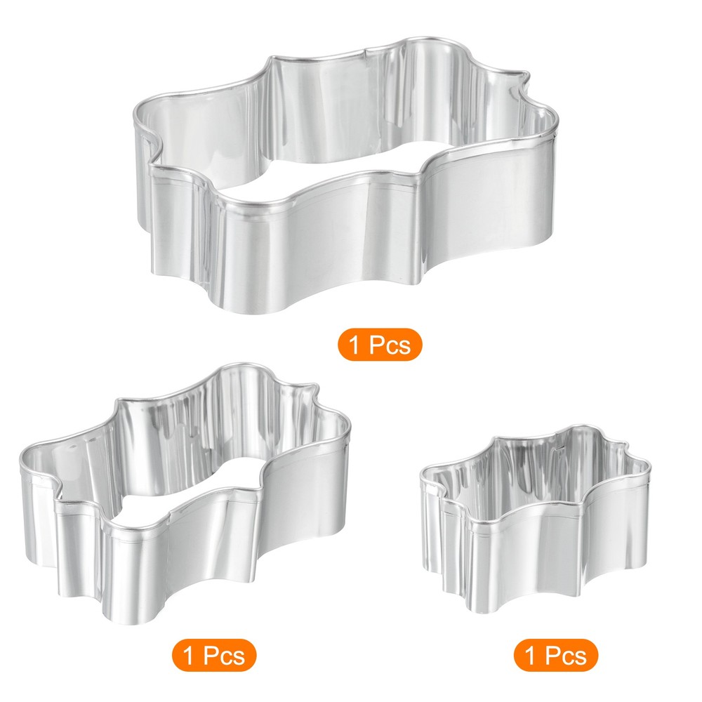 Cookie Cutter Set Rectangular Large + Medium + Small Silver Tone