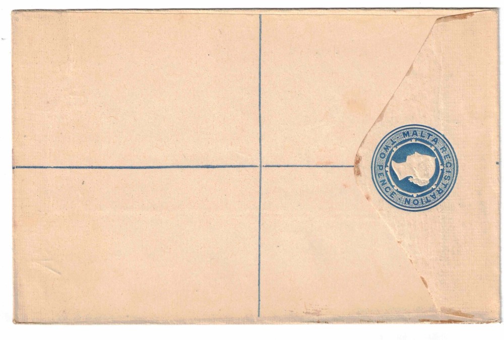 Malta Registered Envelope QV 2d Blue McCorquodale Cover Mint