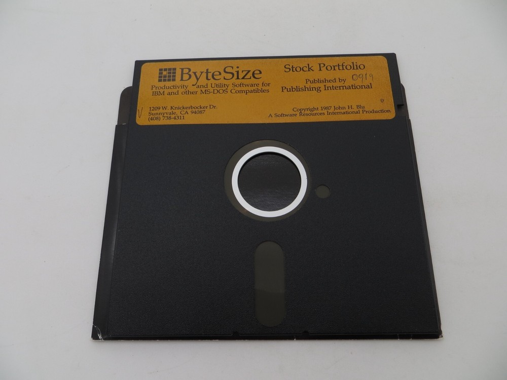 ByteSize Stock Portfolio 1987 5.25" Floppy Disk IBM / MS-DOS Computer Program *