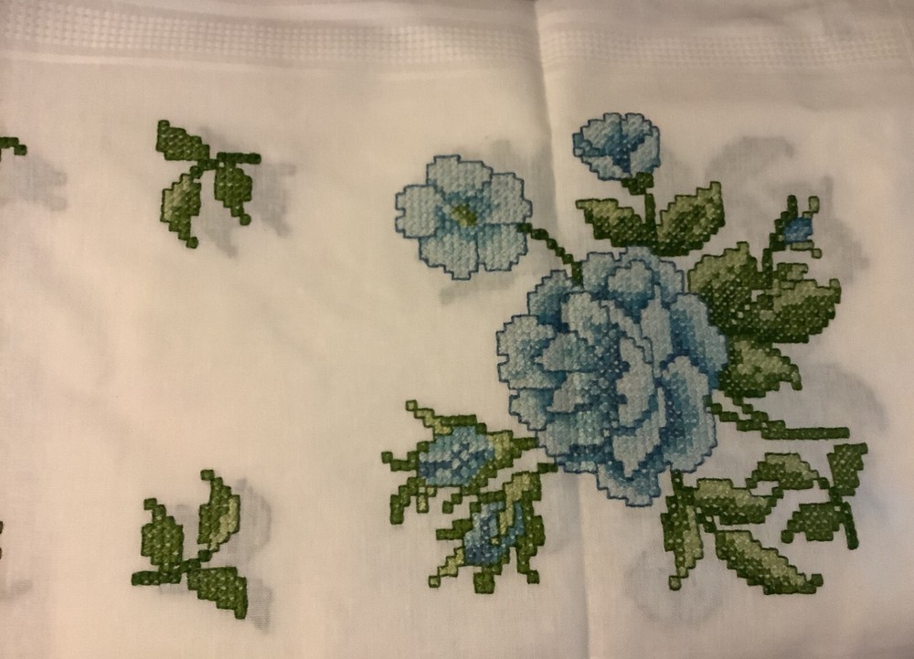 Handmade - Hand Stitched - Table Topper and Runner - Flowers