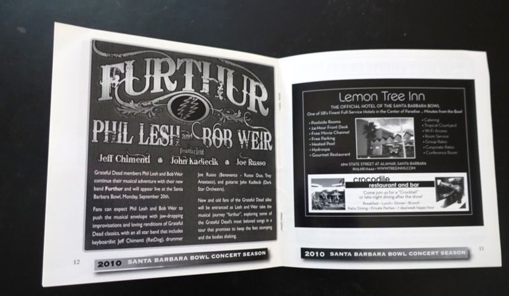 Furthur Santa Barbara Bowl Program 2010 Grateful Dead