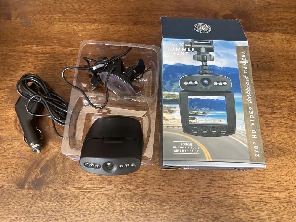 Hammer and Axe Dashboard Camera 270 Degrees View - Black - NEW $60