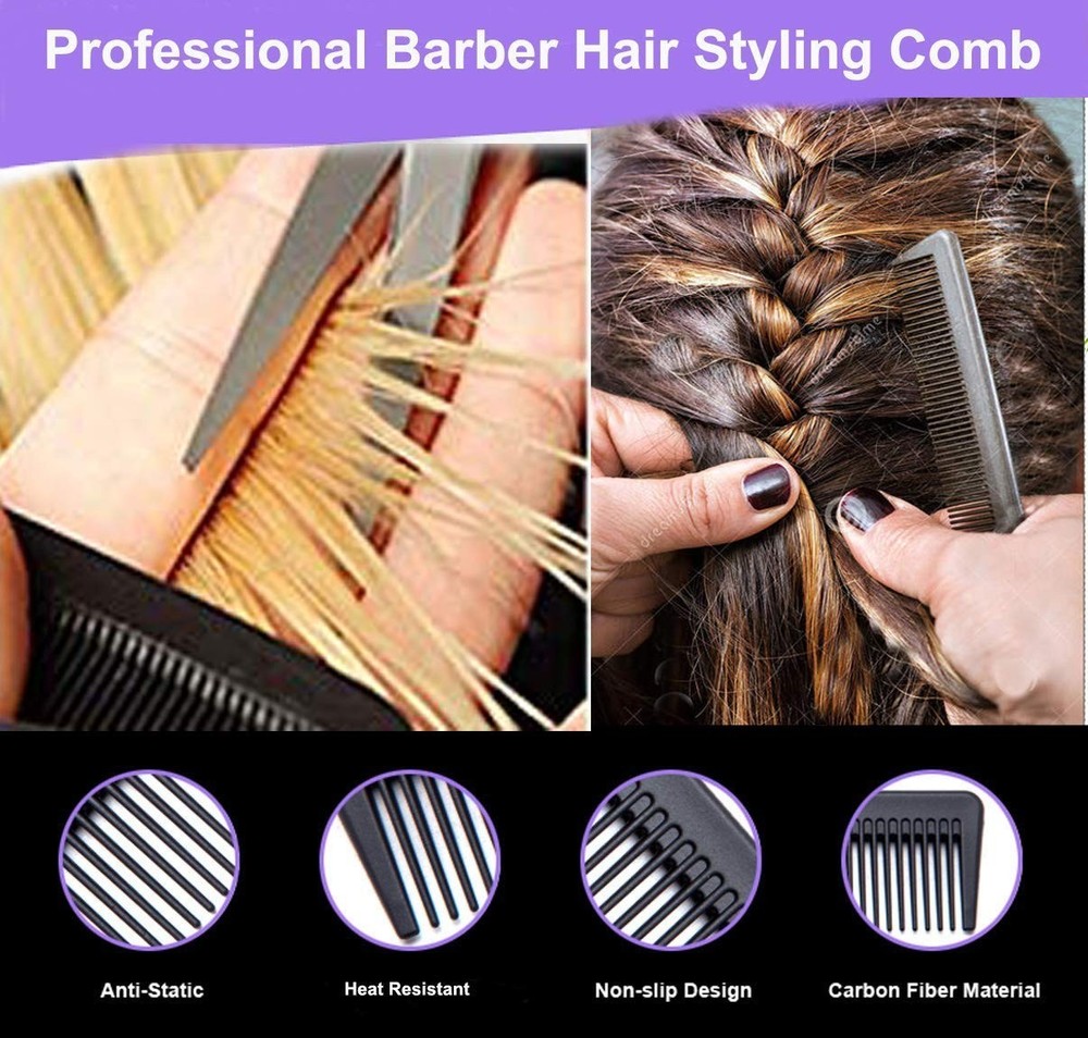 Extra-Effective 8.15” Carbon Fiber Comb – Fine & Wide Tooth for Ultimate Control