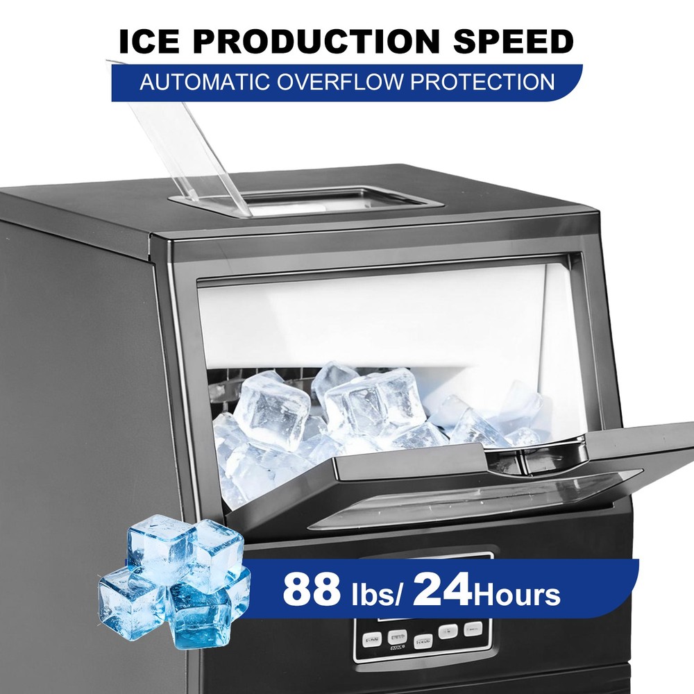 88LBS/24H Commercial Ice Maker Built-in Undercounter Ice Cube Machine Automatic