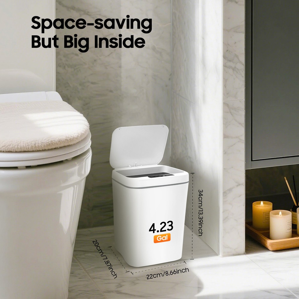 Touchless 4.22 Gallon Automatic Motion Sensor Smart Trash Can Bathroom Trash Can