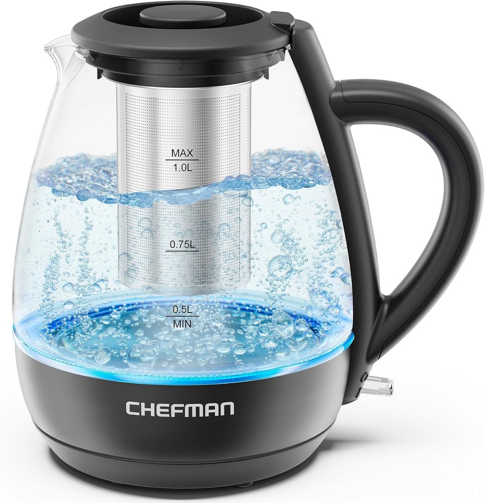 Chefman Electric Kettle with Tea Infuser, Compact 1L (4 Cups), 1500W, Removable