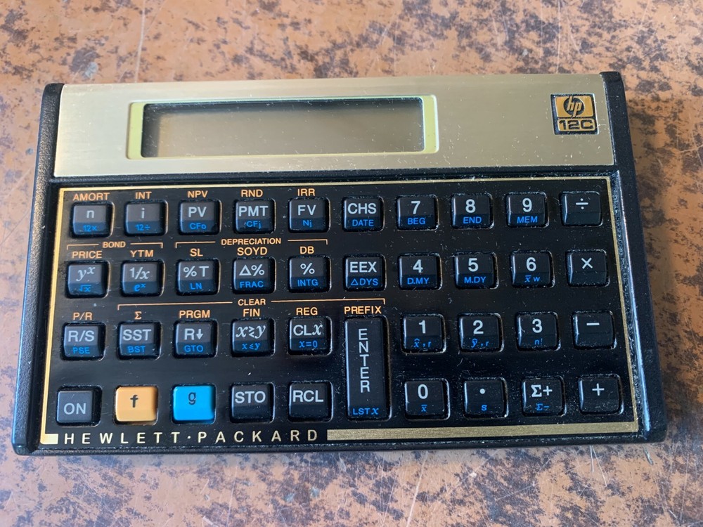 Clean Vintage Hewlett Packard HP-12C Programmable Financial Calculator