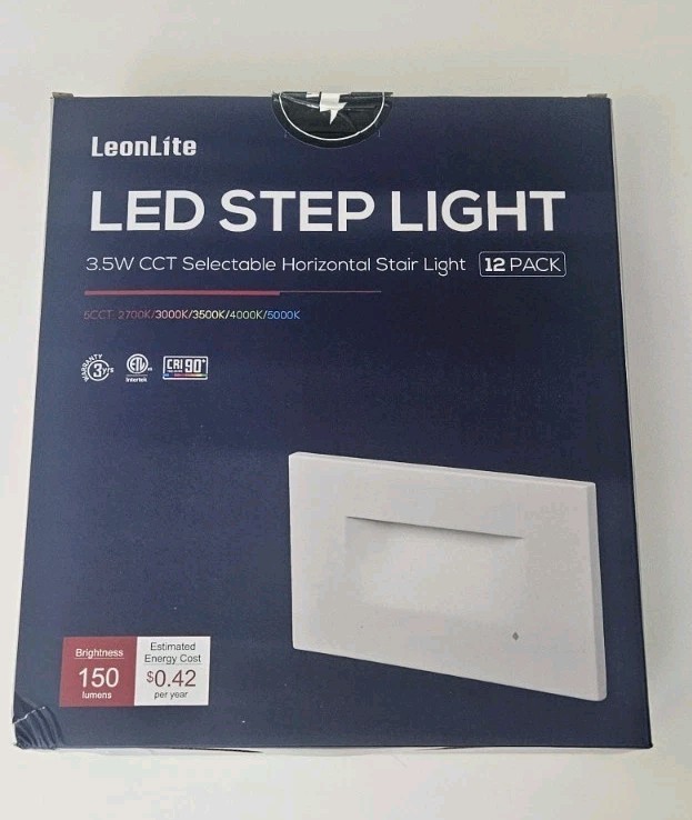 12 Pack LeonLite LED Step Light 3.5W Waterproof Stair Light White -Horizontal