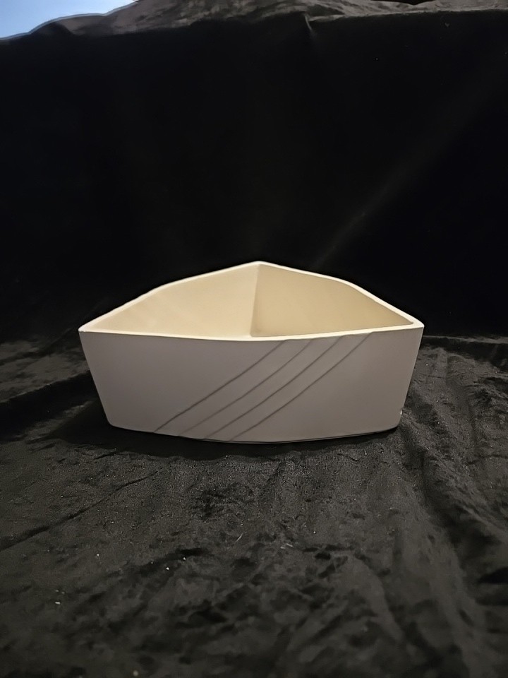 Vintage Cookson Pottery MCM 60s? White Triangle Planter