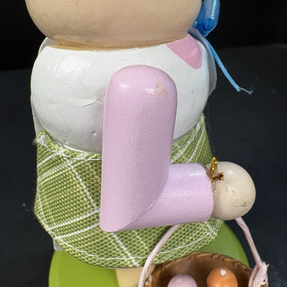 Nutcracker Bunny Rabbit Easter Wooden Girl Basket Straw Hat 🐰