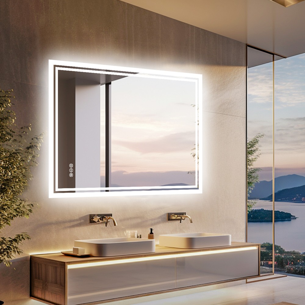 Wisfor Anti-fog Backlight Bathroom Mirror Dimmable Makeup Mirror Touch Sensor