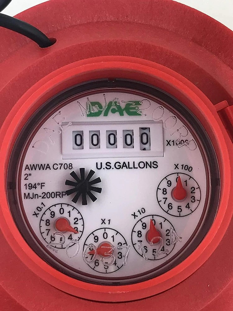 FlowTech MJn-200 2" Water Meter Pulse Output Plus Couplings and Gallons