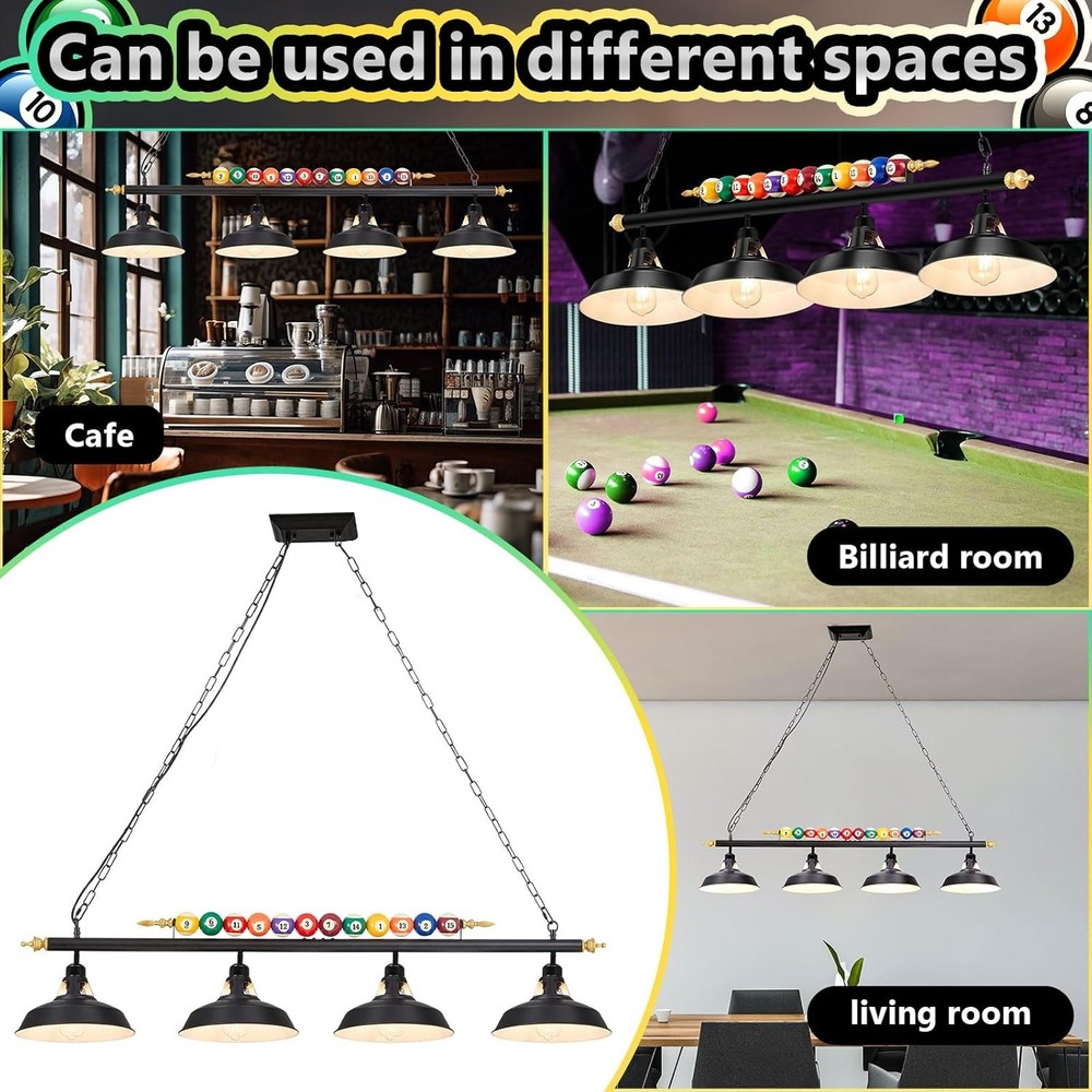 Adjustable Pool Table Lights for 7'-8' Billiard Light Hanging Pool Table Light F
