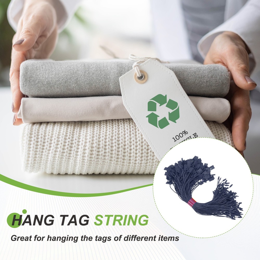 1000pcs Polyester Hang Tag String (6.7") - Plastic Snap Lock Pin Loop Dark Blue