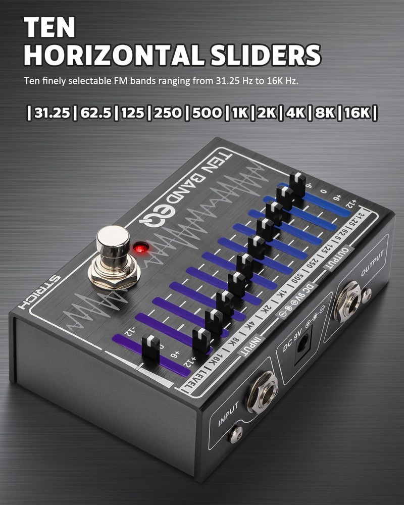 STRICH EQ Pedal for Electric Guitar,10-Band Equalizer Effects Pedal, Equalize...