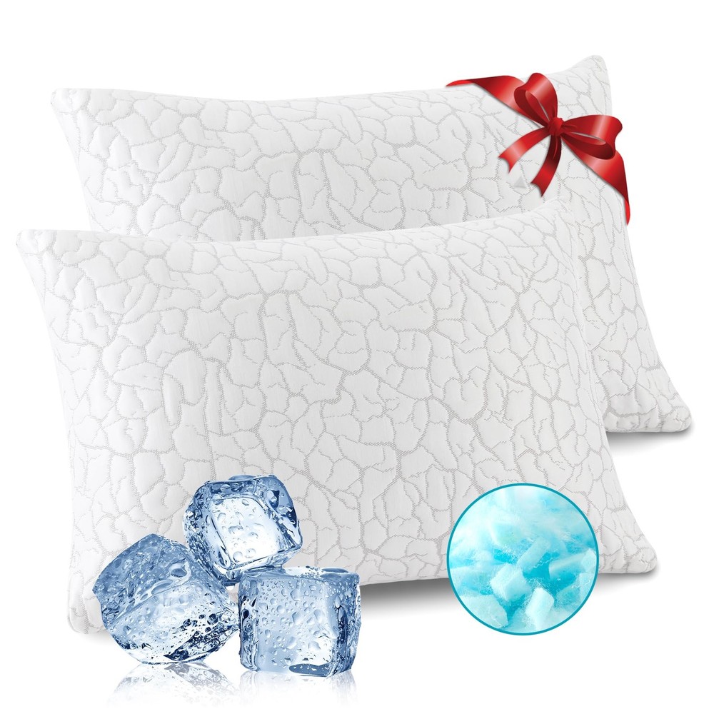 Cooling Pillows for Sleeping 2 Pack, Adjustable Shredded Memory Foam Pillows ...
