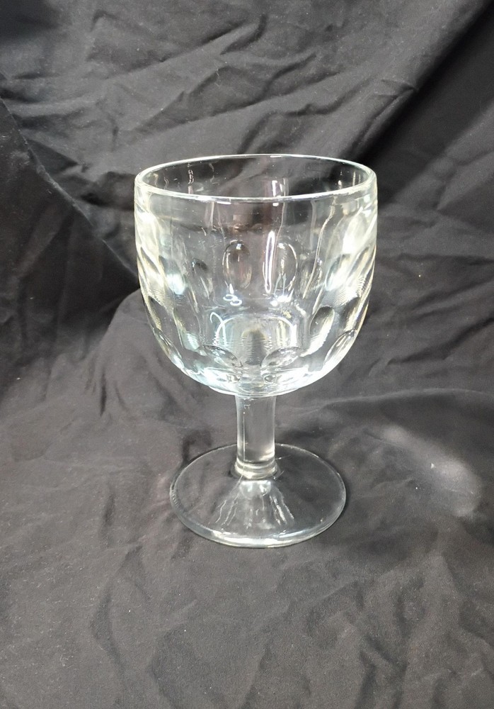 Heavy Clear Glass Thumbprint Goblet