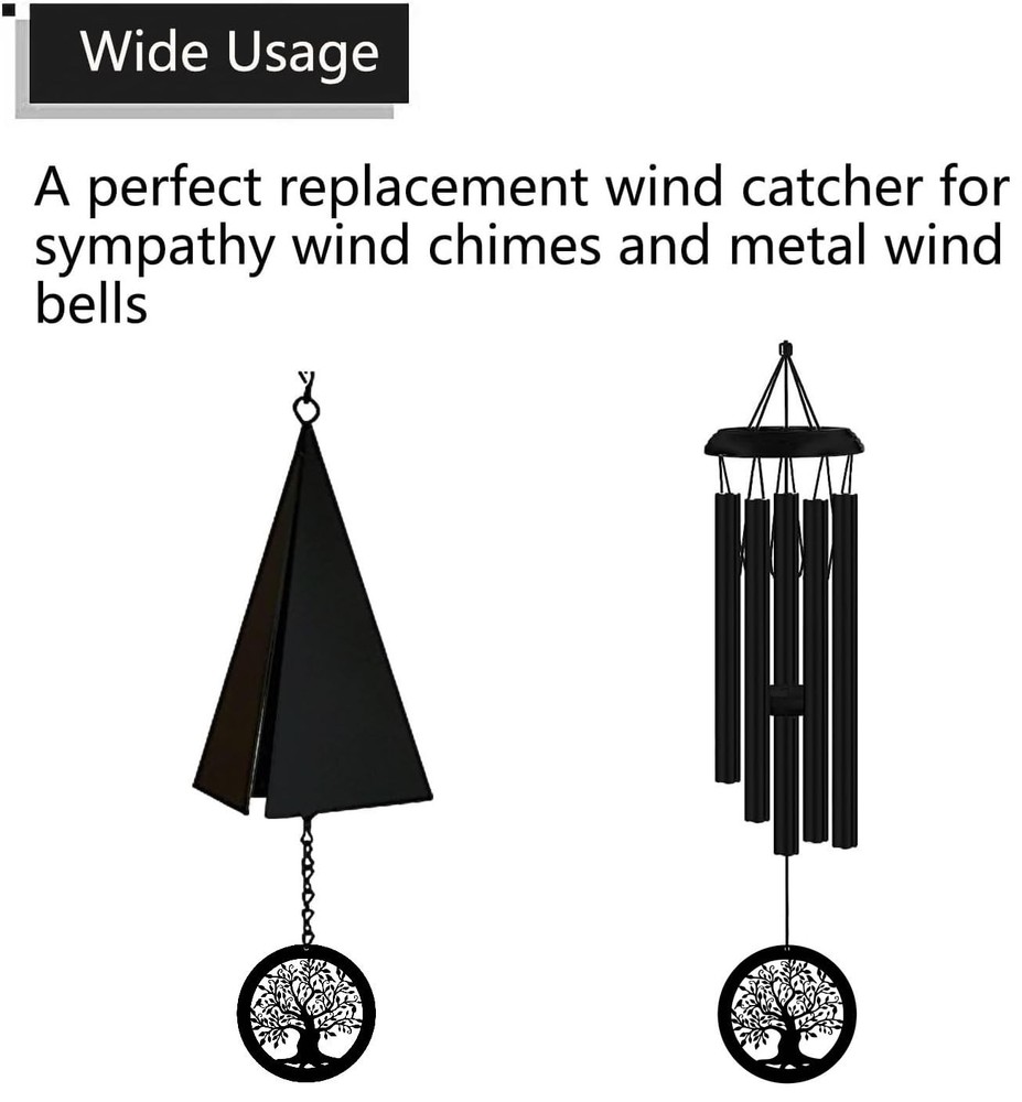 Replacement Wind Catcher, Chime Sail with 16.4FT Nylon Black