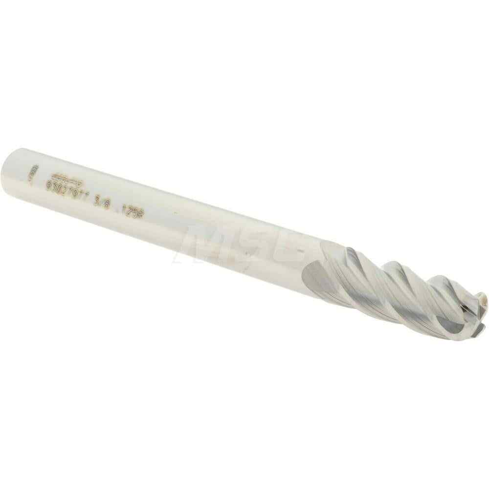 Accupro 3/8" Diam 4 Flute Single End Solid Carbide 1/8" Corner Radius End Mil...