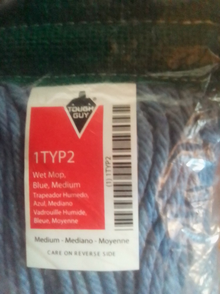 Tough Guy 1TYP2 5 In String Wet Mop, 16 Oz Dry Wt, Side Gate Connection,
