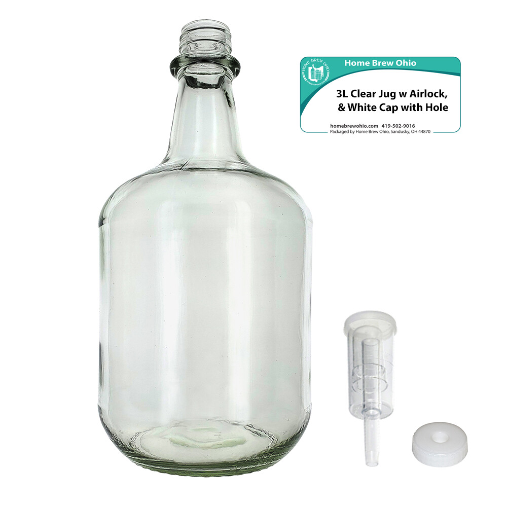 3L Jug Flint - White Cap with Hole and Econo Three-Piece Airlock