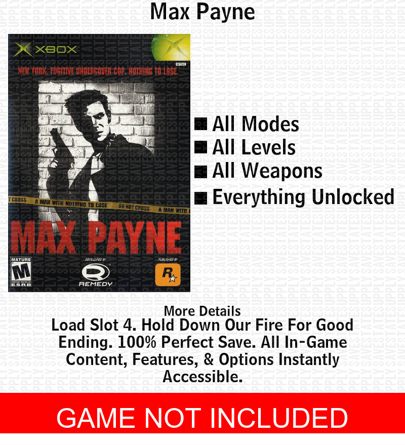 Max Payne XBOX USB Save 100% Unlocked