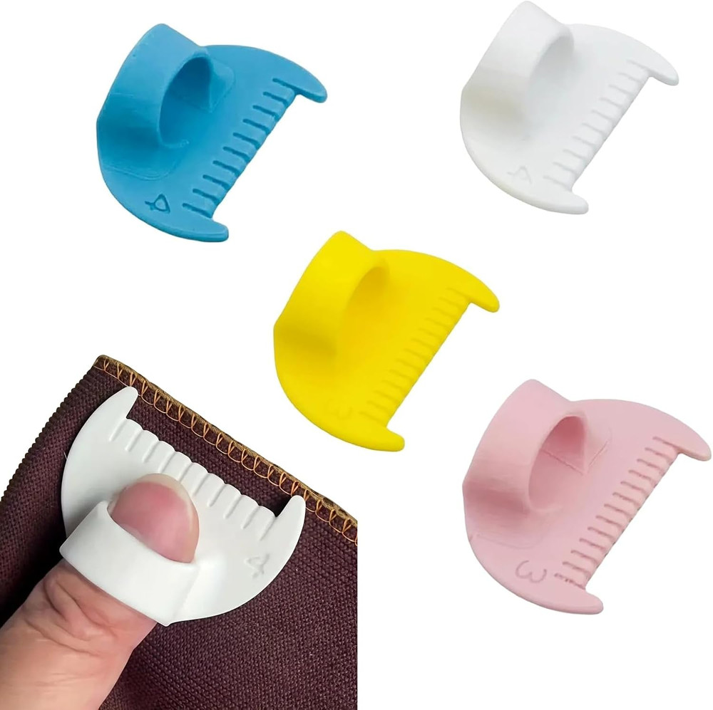 4PCS 3Mm/4Mm Edge Stitch Lock Sewing Gauge Thumb Guide Ruler for Precise Hemming