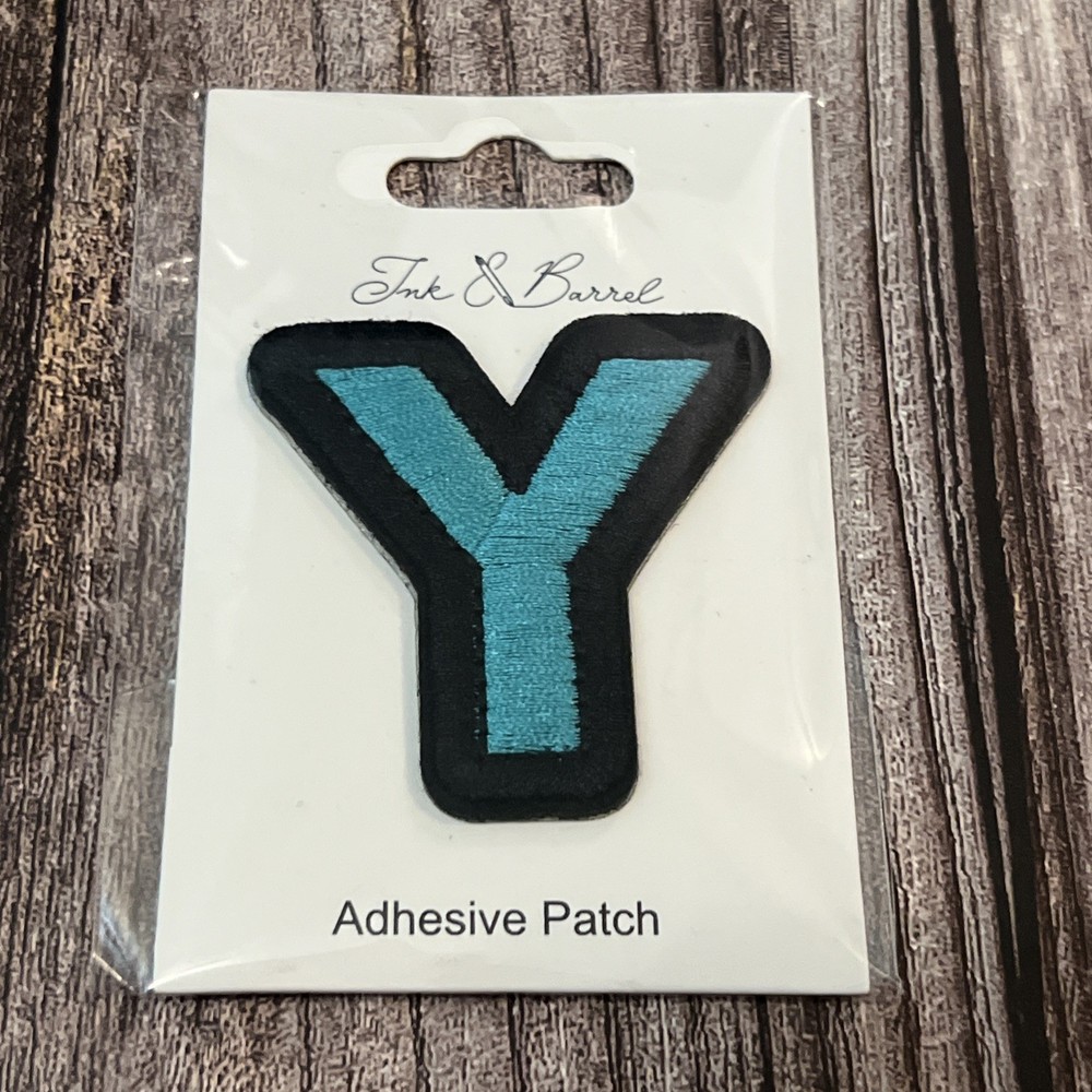 Letter “Y” Adhesive Patch 2” Black/Aqua