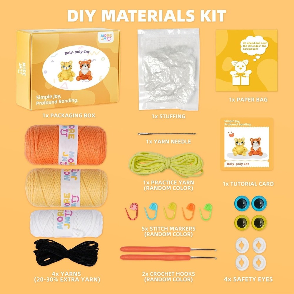 Beginner-Friendly Crochet Kit with Yarn & Video Guide - Gift Idea