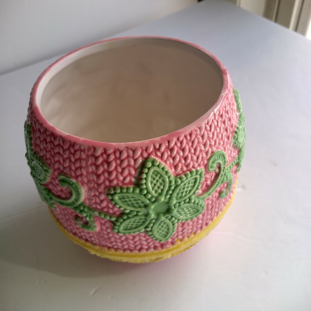 Spring Ceramic Decorative, Home decor Planter/canister, Hand designed round 6"x7