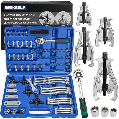 3" 4" 6" 8" Gear Puller Set, 2-Jaw/3-Jaw Bearing Puller Kit with Torque