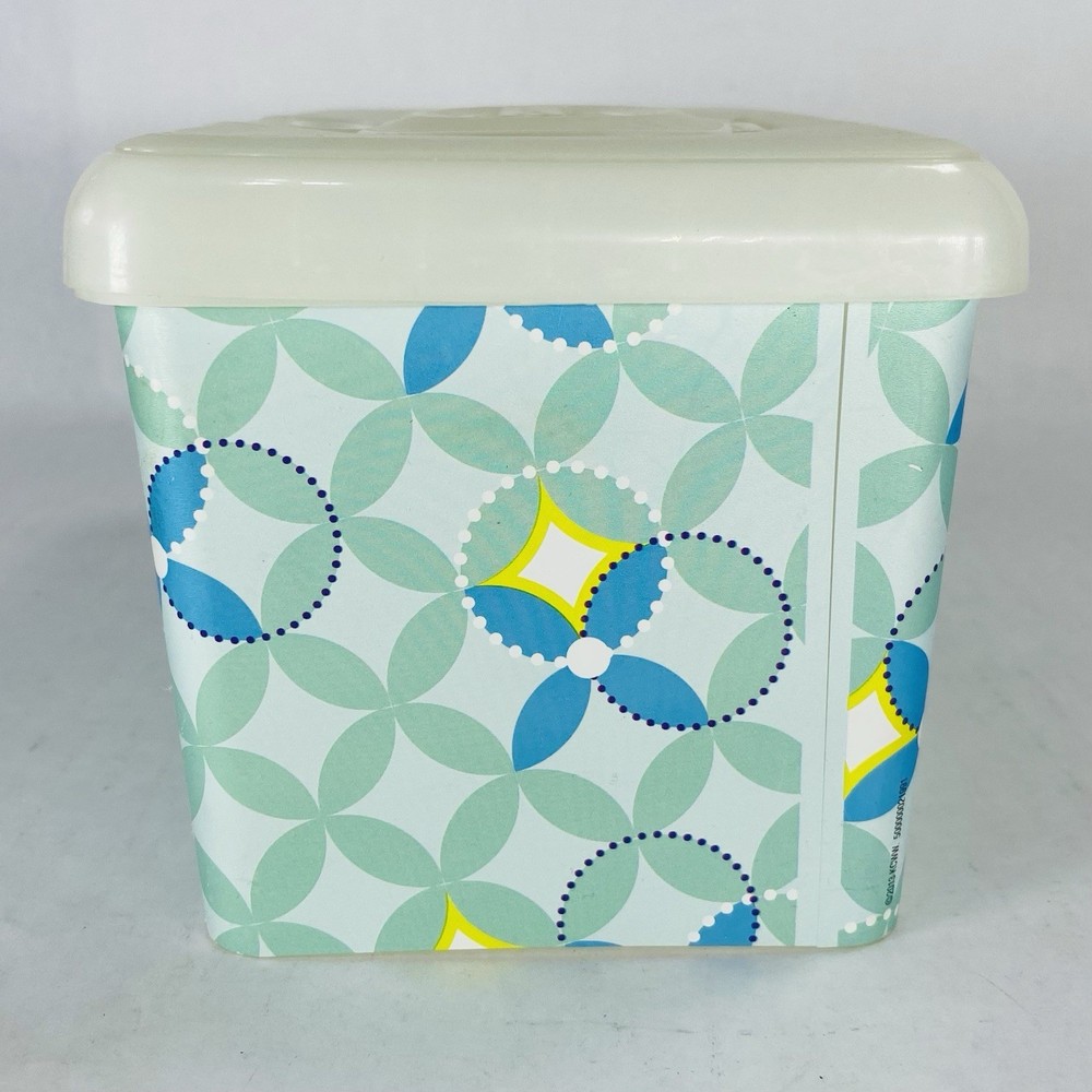 Huggies Empty Wipe Container Pop Top Design Refillable Geometric Blue Green