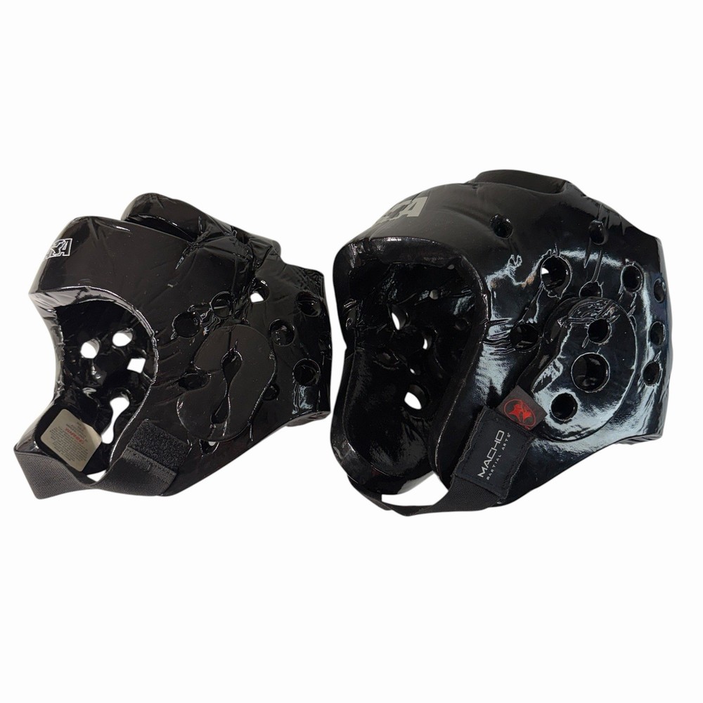 ATA Headgear Sparring Helmets w/ Face Shield Large & Small Macho Martial Black