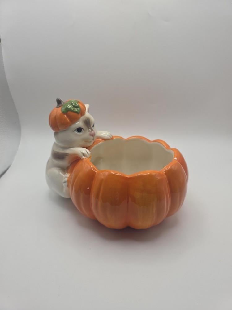Fall Themed Decor Pier 1 Cat Pumpkin Halloween Candy Dish