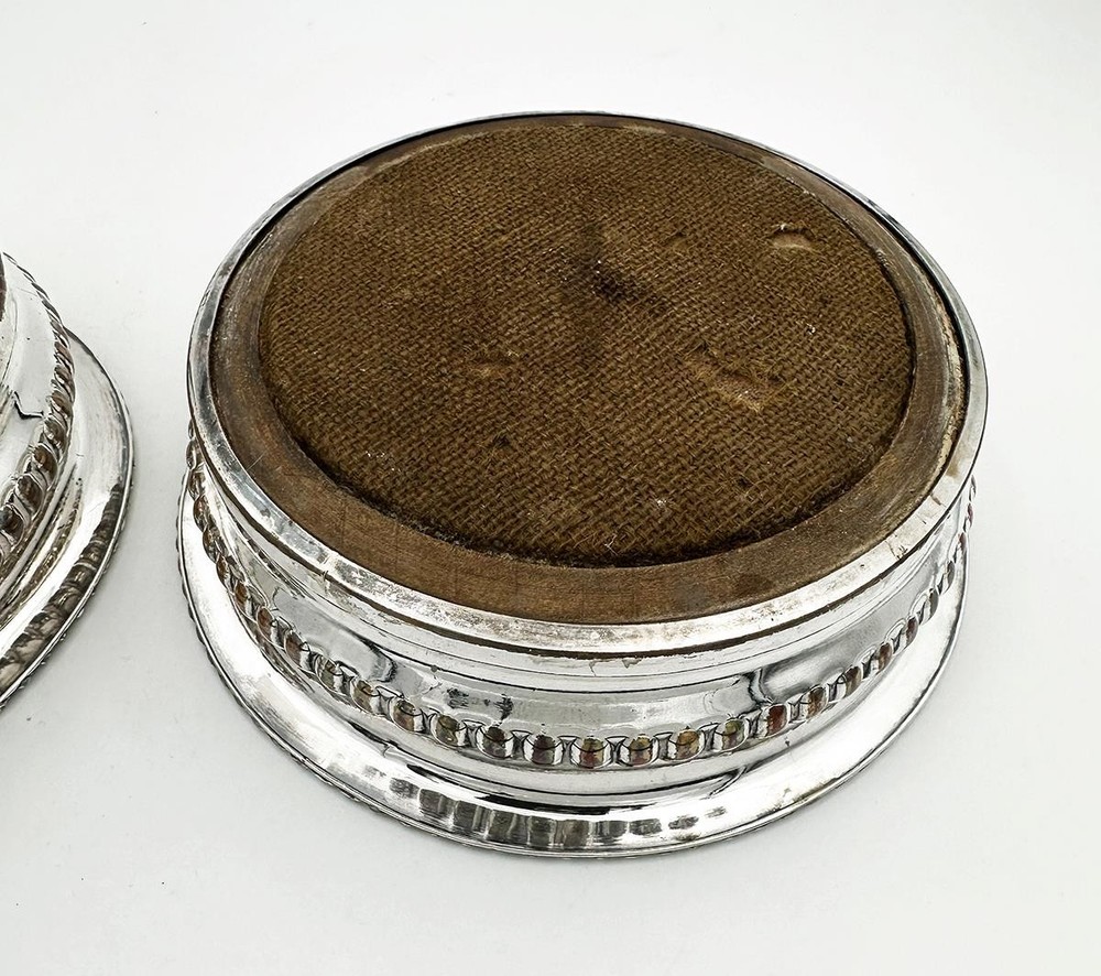 GEORGE III PAIR BOTTLE COASTERS OLD SHEFFIELD PLATE c1810