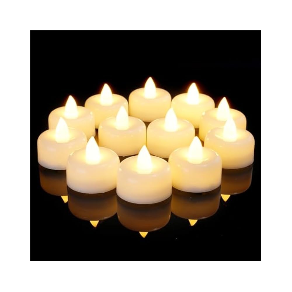 Warm White LED Candles, 12 Pack, Battery Powered, Windproof & Realistic Flame