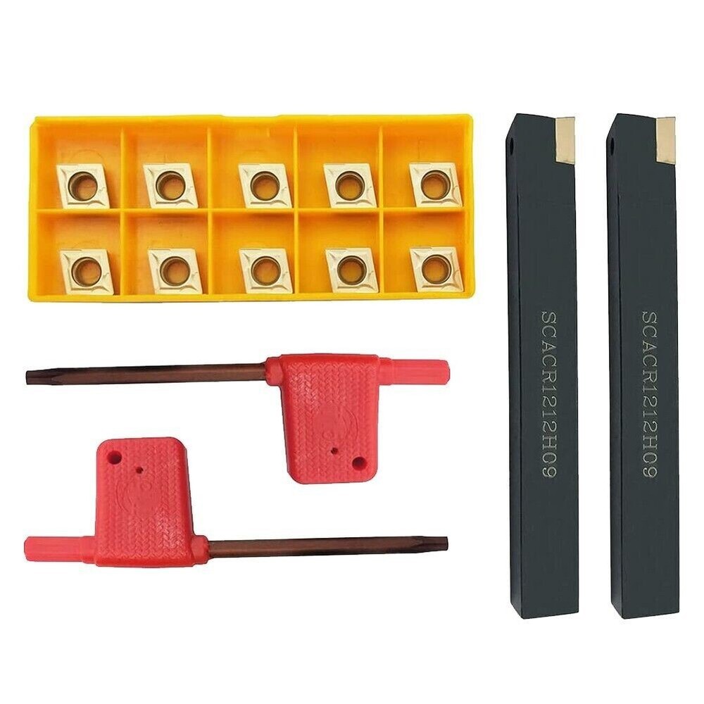 1/2" Shanks Carbide Indexable Turning Tool Lathe Tool Insert Holder Bit Set 2Pcs