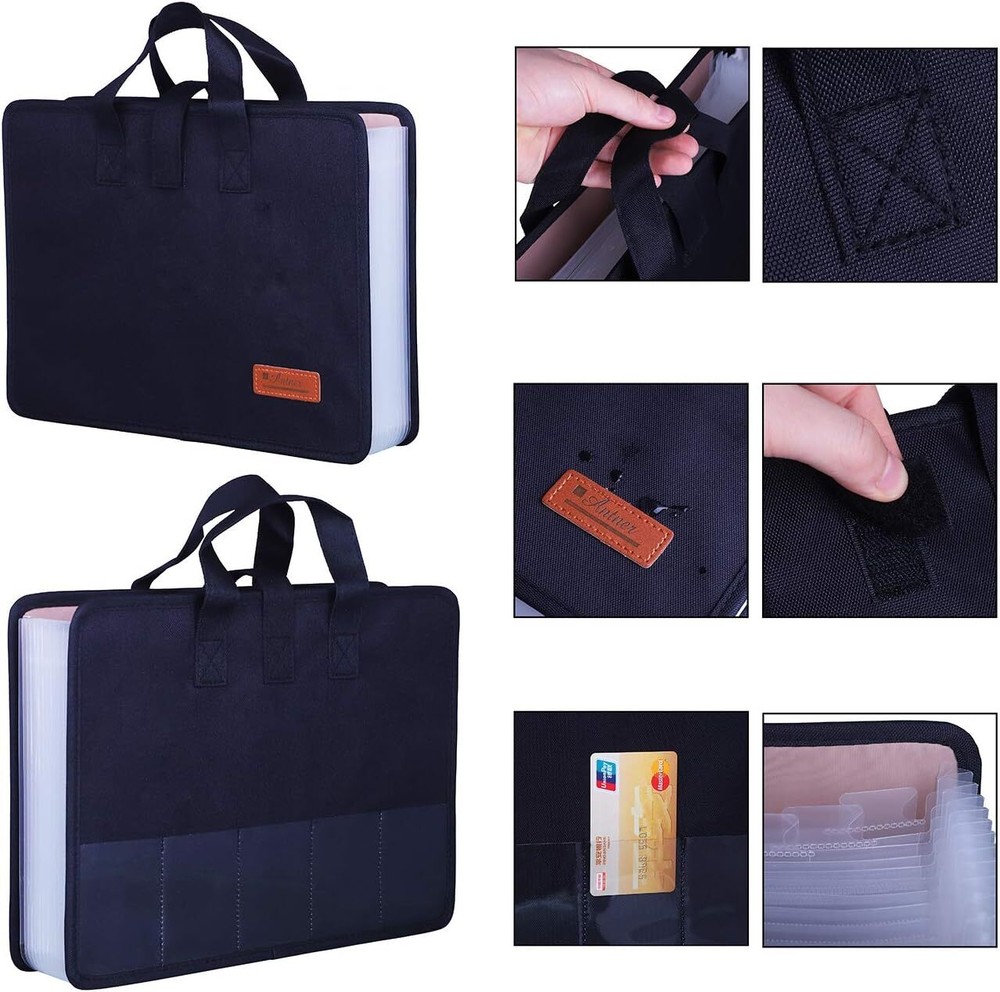 13 Pockets Expanding File Folder Document Organizer with Handle, Large Capacity