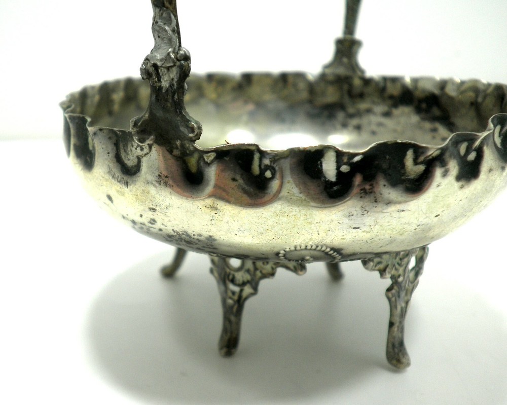 Antique German 800 Silver Small Basket Fruits Classic Pattern