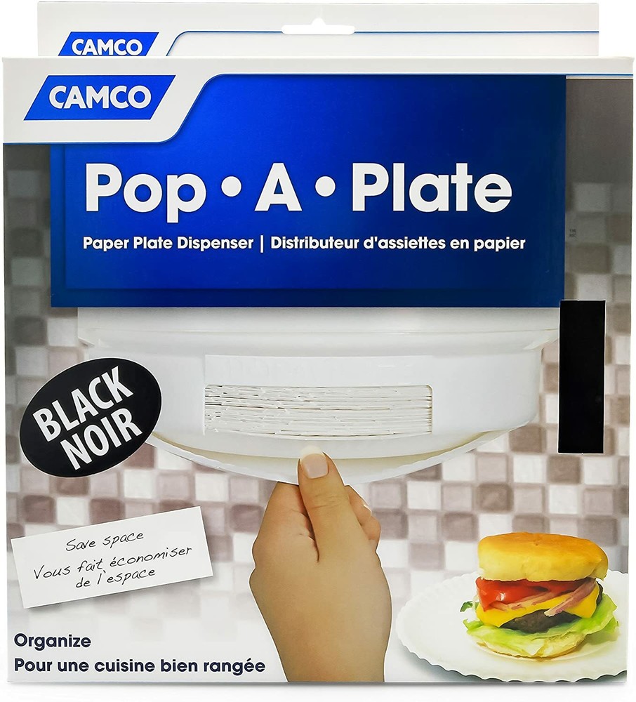 Camco 57006 Pop-A-Plate Black 8-3/4"-9" Paper Plate Dispenser